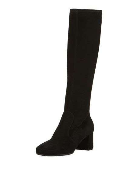 prada 55mm stretch suede to the knee boot